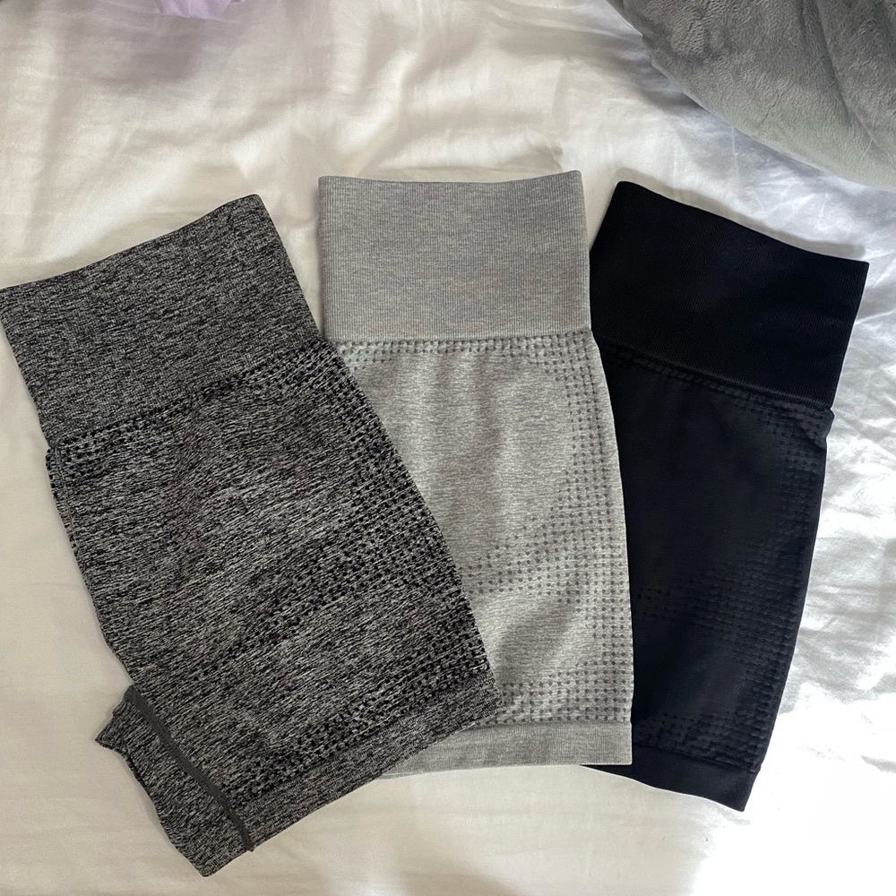 Set of Three Bike Shorts - Gray, Black, and Dark Gray